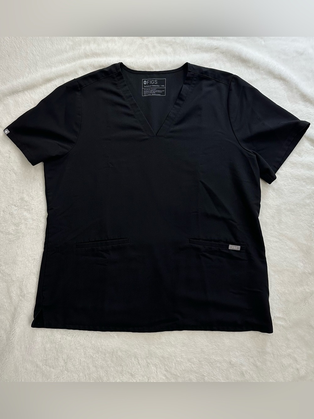 FIGS Casma 3-Pocket Scrub Top Black XXL V-Neck